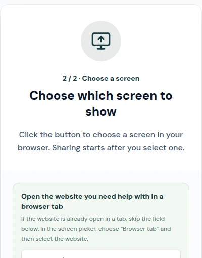 Instructions for choosing which screen to show in the browser picker